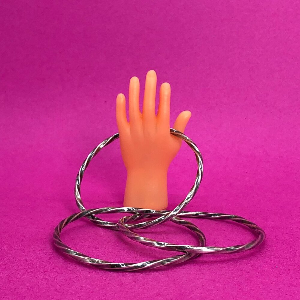 Vintage triple twisted bangle silver 925 - 00G01Q